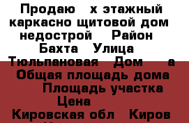 Продаю 2-х этажный каркасно-щитовой дом (недострой) › Район ­ Бахта › Улица ­ Тюльпановая › Дом ­ 12а › Общая площадь дома ­ 112 › Площадь участка ­ 89 › Цена ­ 850 000 - Кировская обл., Киров г. Недвижимость » Дома, коттеджи, дачи продажа   
